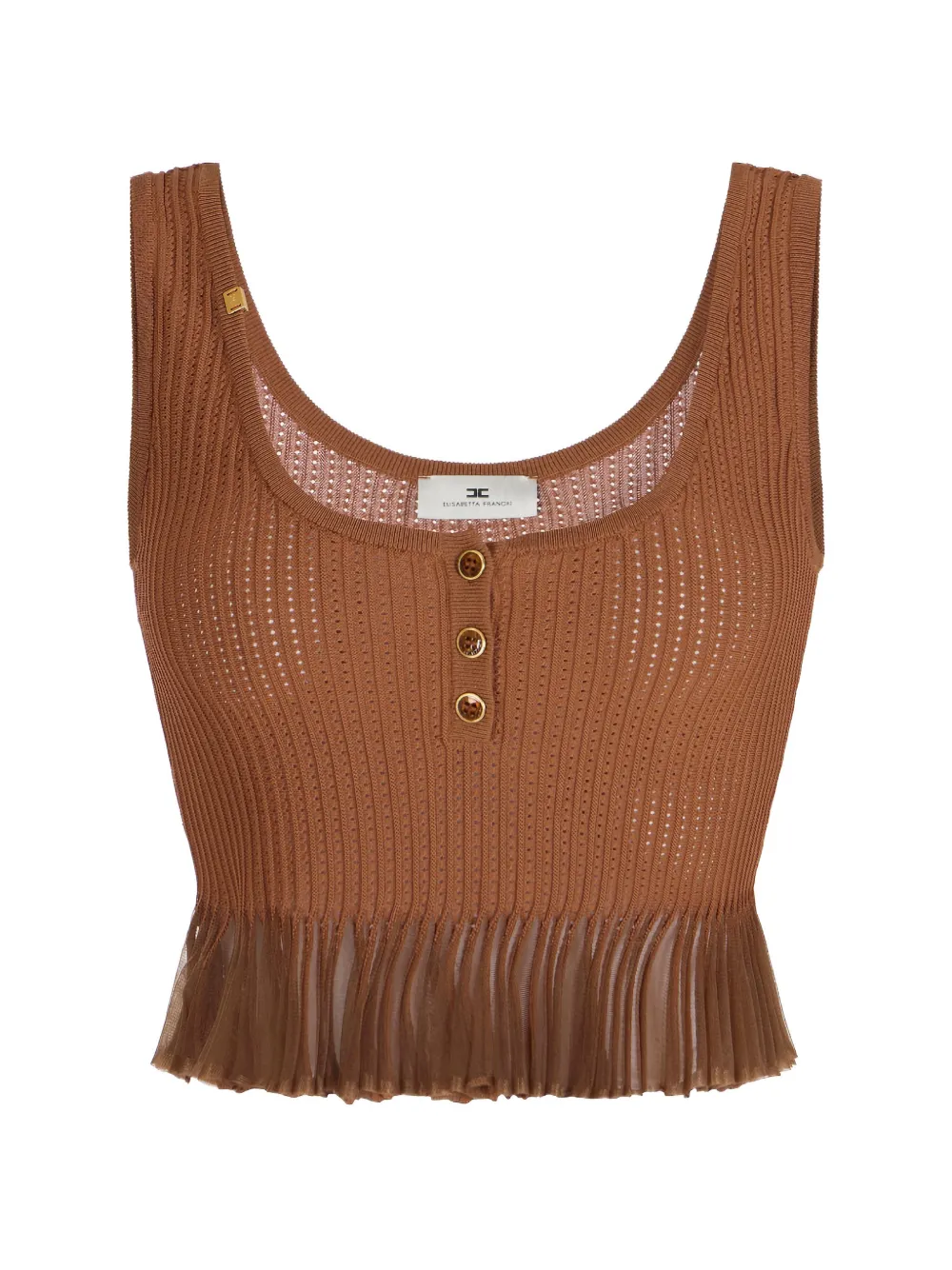 Elisabetta Franchi button ruffled tank top - Marrone