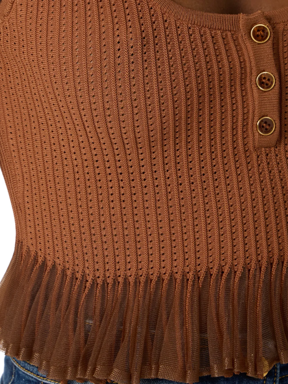 Button Ruffled Tank Top
