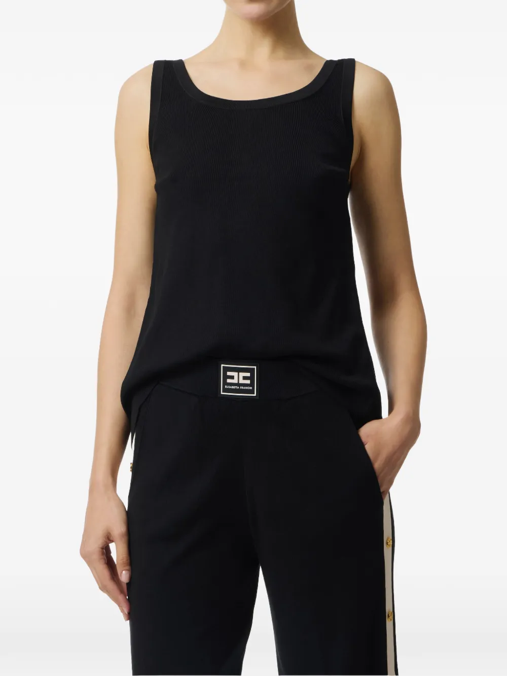 Elisabetta Franchi button striped tank top - Nero