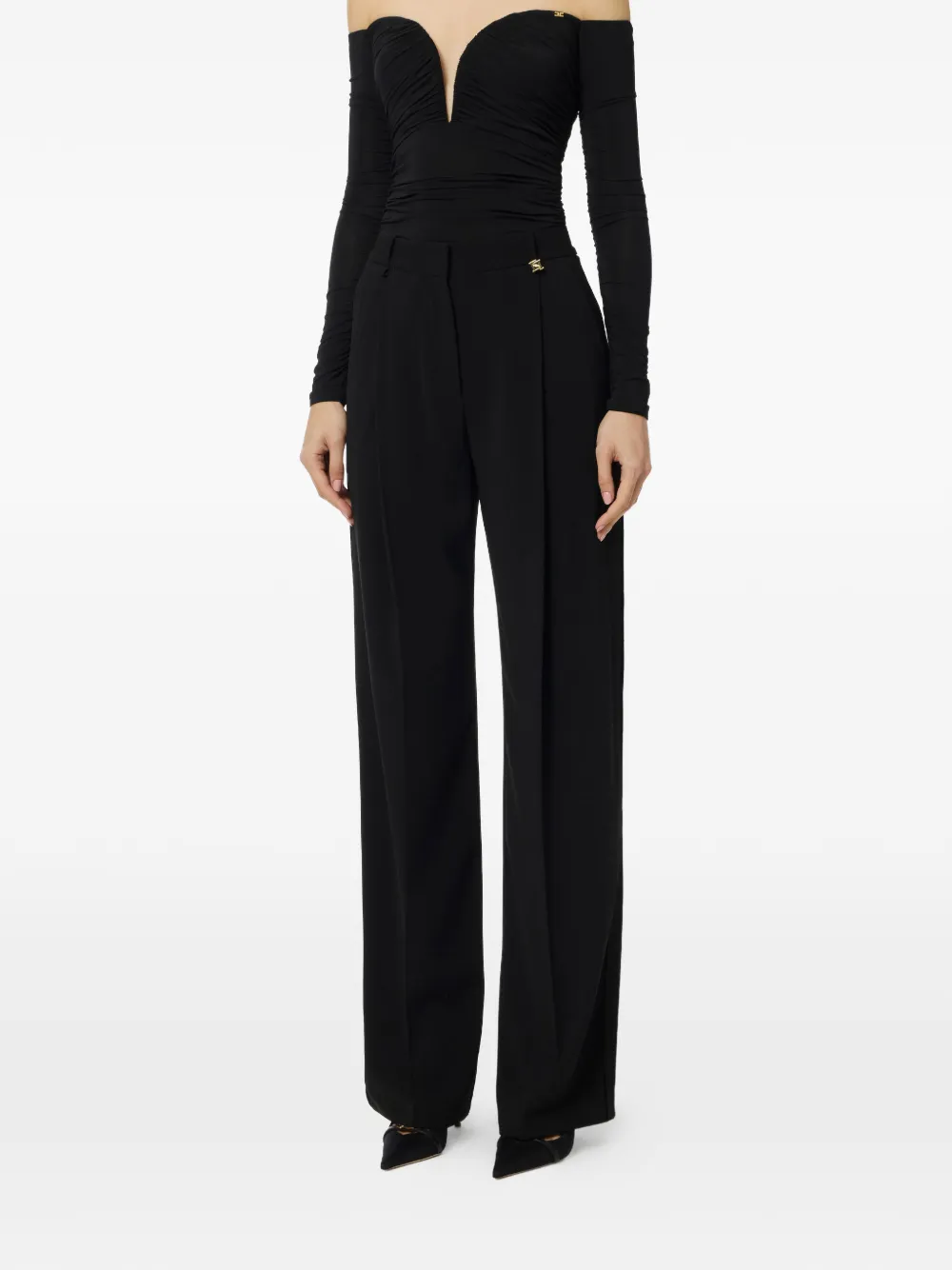 Elisabetta Franchi logo-plaque trousers - Nero