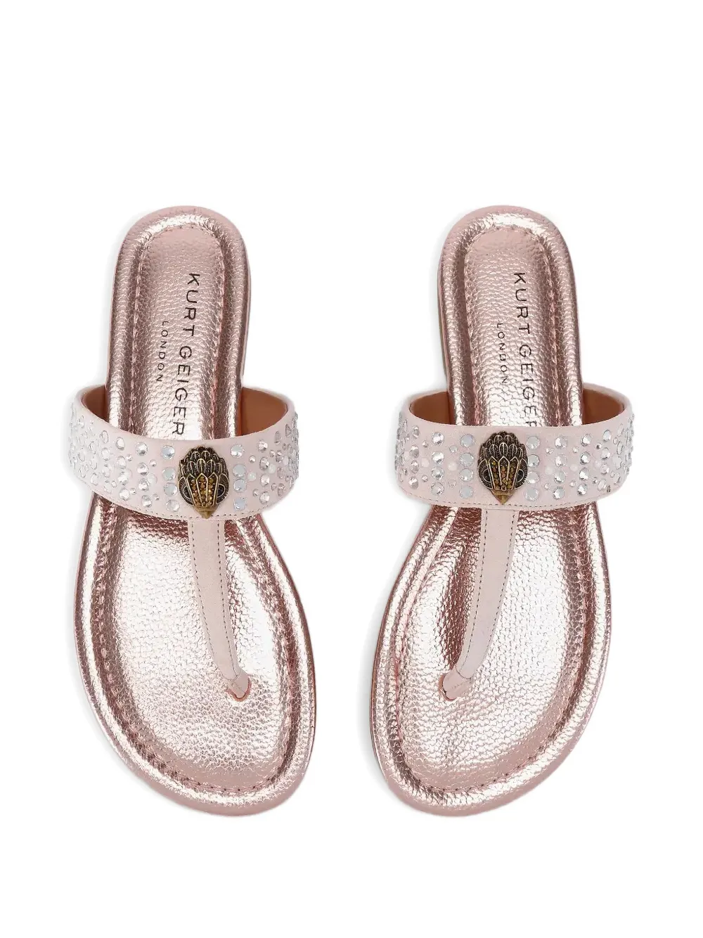 Kurt Geiger London Kensington crystal eagle flat sandals Roze