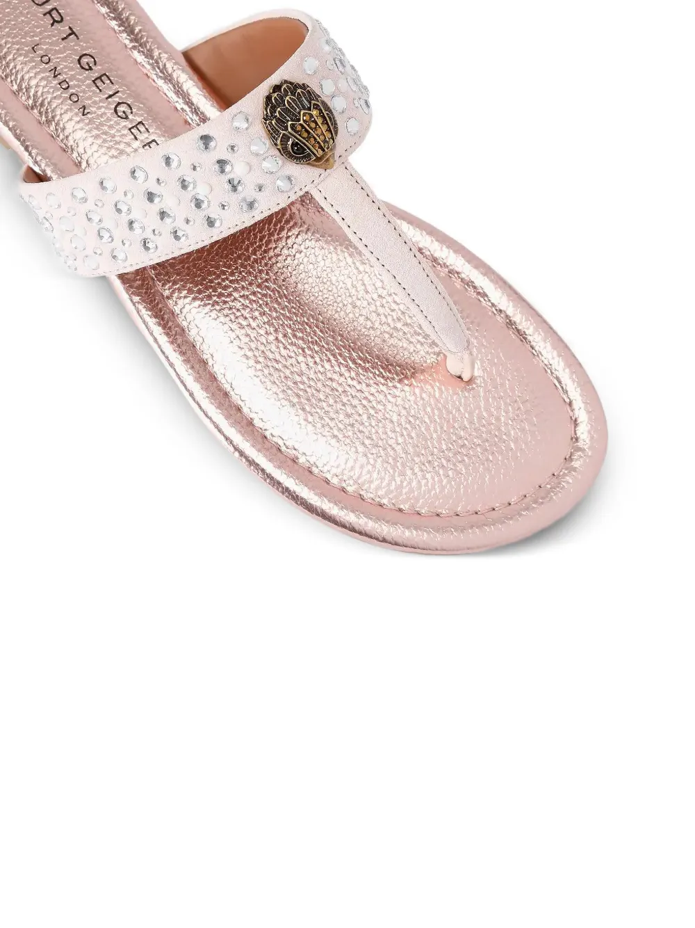 Kurt Geiger London Kensington crystal eagle flat sandals Roze