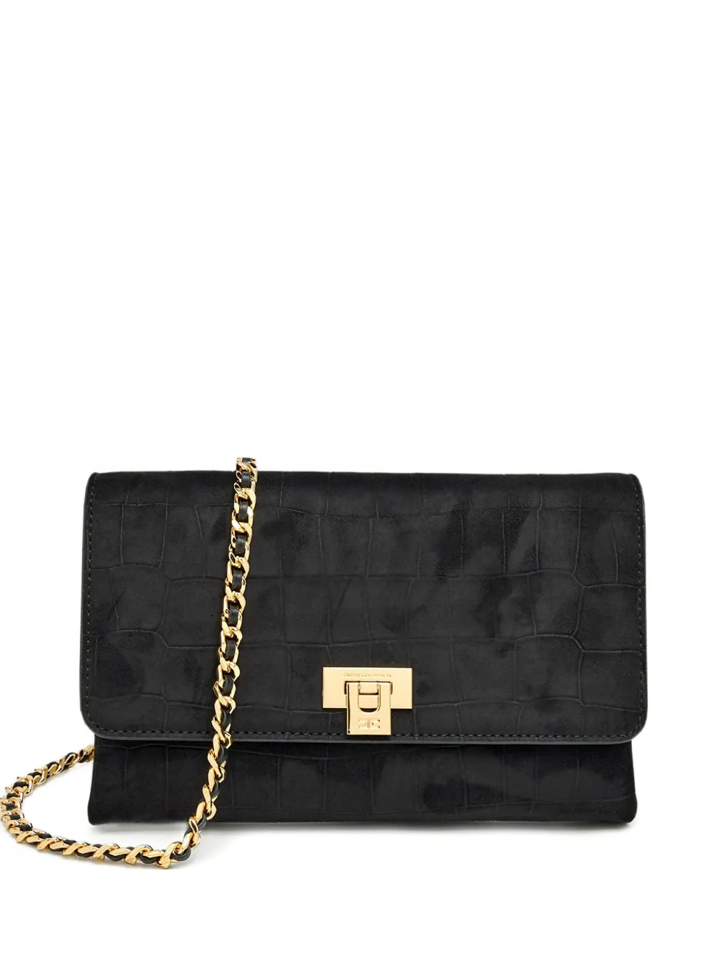 Elisabetta Franchi embossed chain clutch bag - Nero