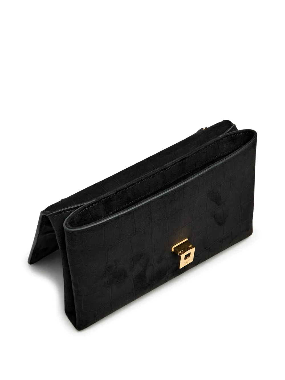  Elisabetta Franchi Embossed Chain Clutch Bag - Black 