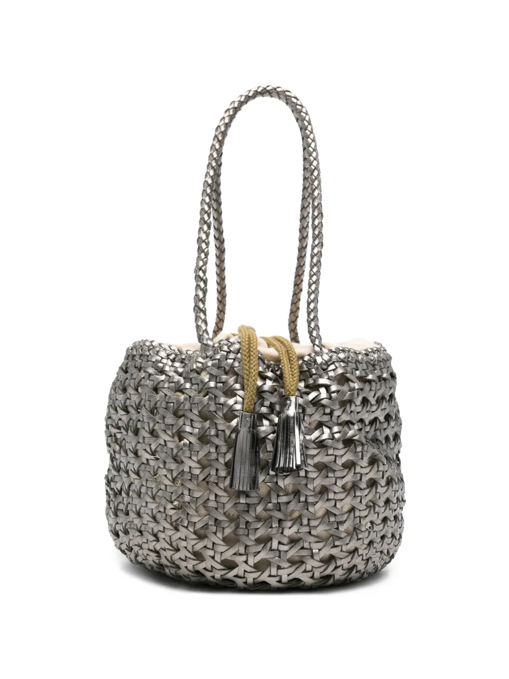 DRAGON DIFFUSION small Juventus braided bucket bag - Argento