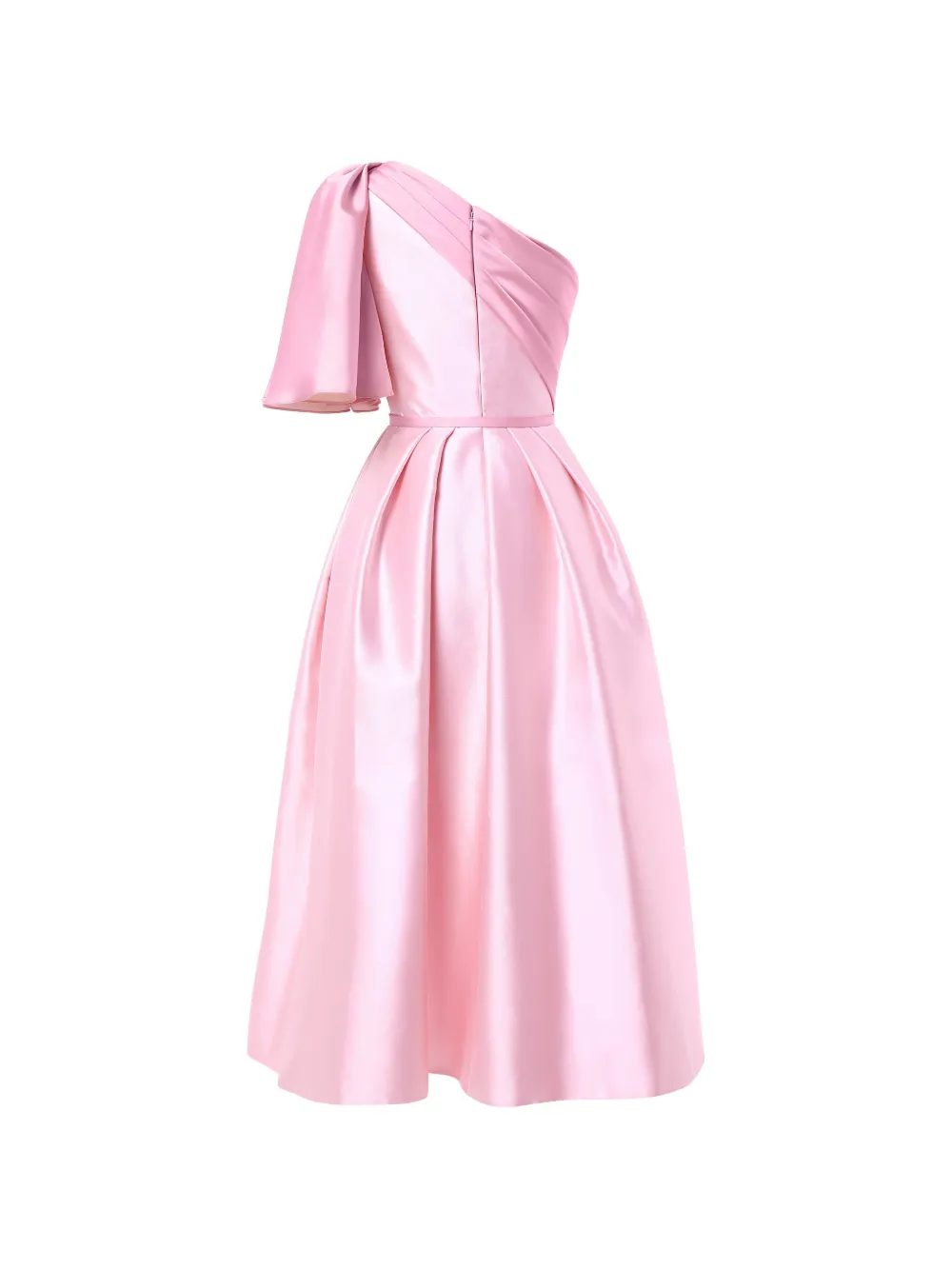 Rami Al Ali Gedrapeerde geplooide midi-jurk met asymmetrische top Roze