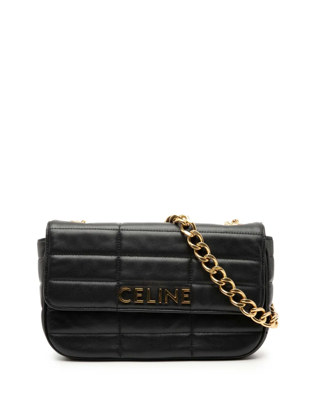 Celine Pre-Owned 2022 Matelasse Goatskin Monochrome Chain shoulder bag - Nero