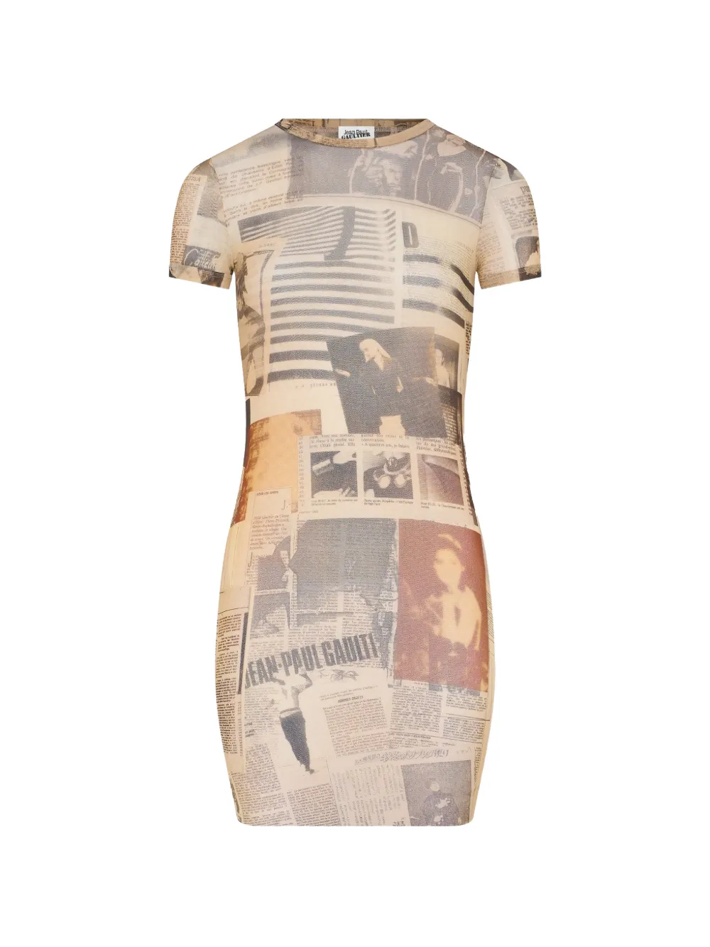 Jean Paul Gaultier newspaper-print mini dress - Neutrals