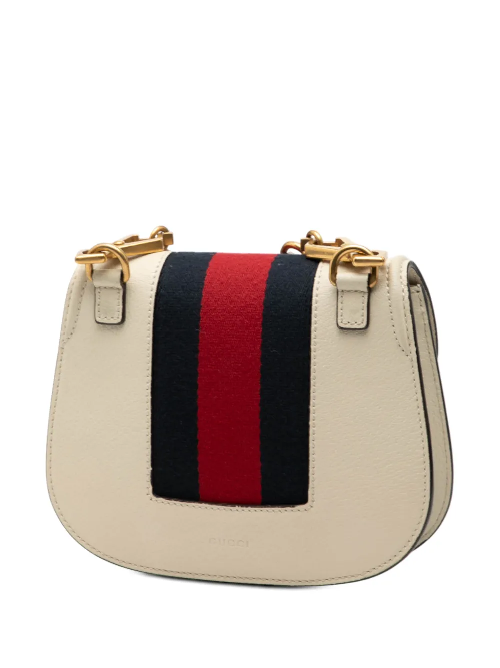  Gucci Pre-owned 2016-2025 Small Calfskin Web Linea Butterfly Totem Crossbody Bag - White 