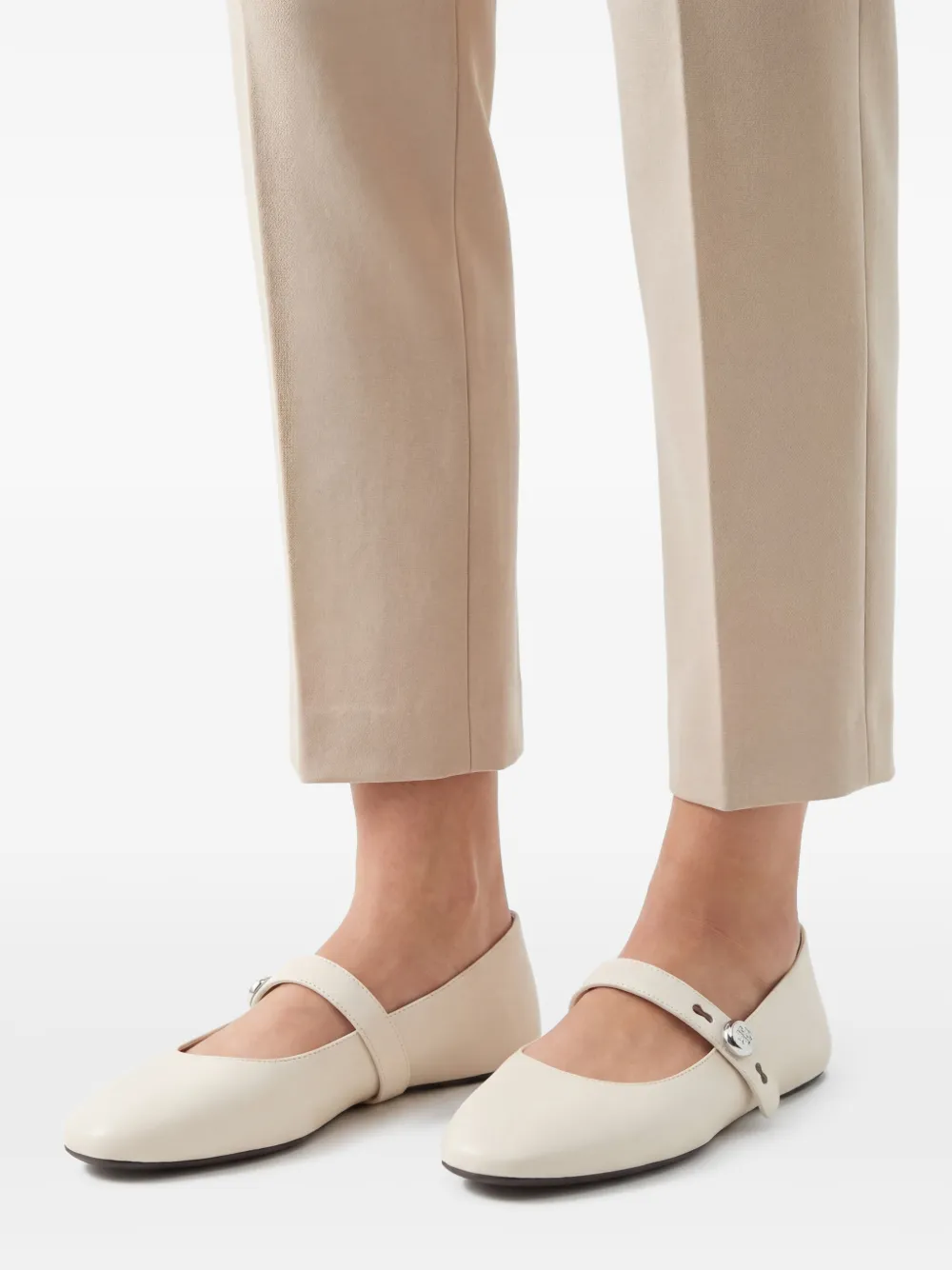 Tory Burch Romy Mary Jane ballerina's met gesp Beige