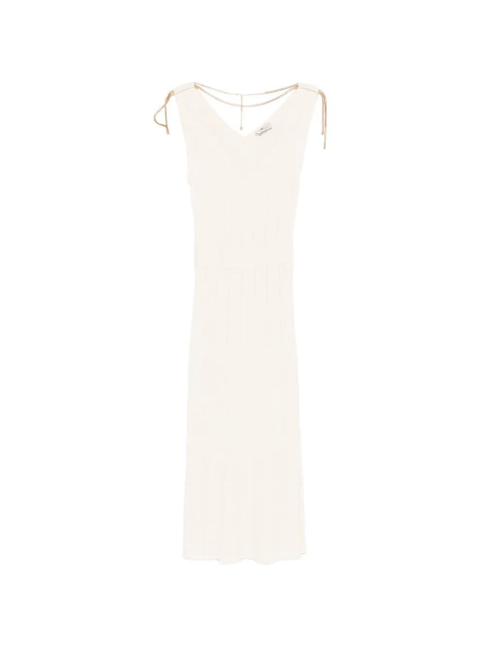 Elisabetta Franchi V-neck ribbed midi dress - Toni neutri