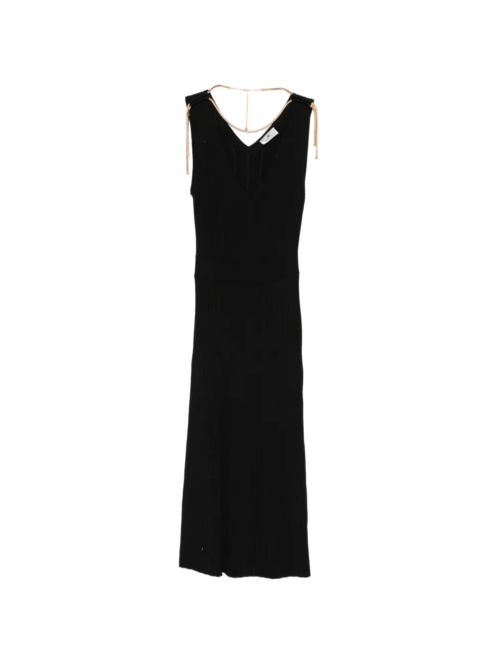 Elisabetta Franchi V-neck ribbed midi dress - Nero