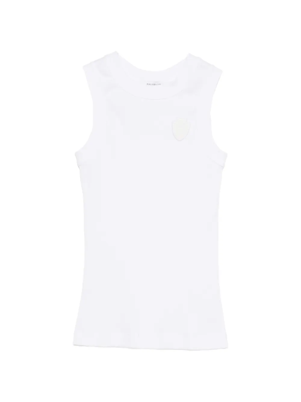 Brunello Cucinelli ribbed appliqué top - Weiß