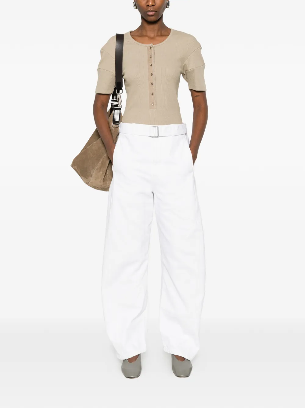  Lemaire Buttoned T-shirt - Neutrals 