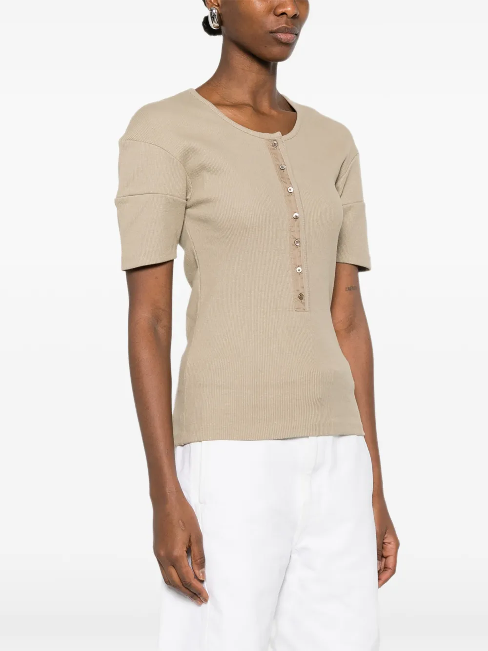  Lemaire Buttoned T-shirt - Neutrals 