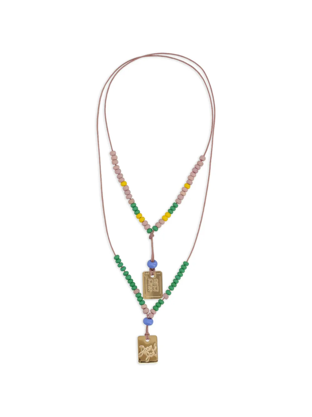 DSQUARED2 logo-pendant beaded necklace - Oro