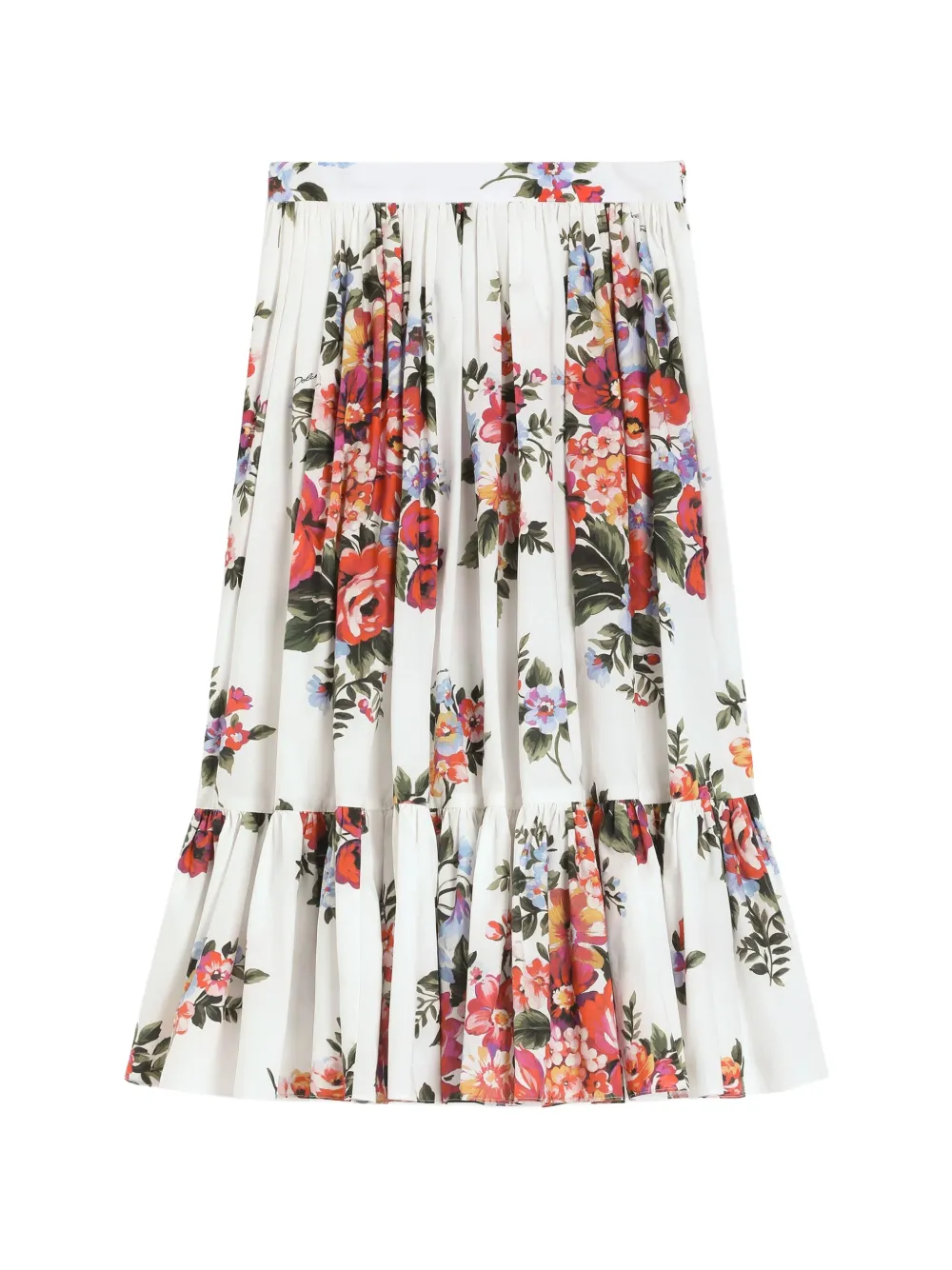 Dolce & Gabbana Kids ruffled floral-print skirt - Bianco