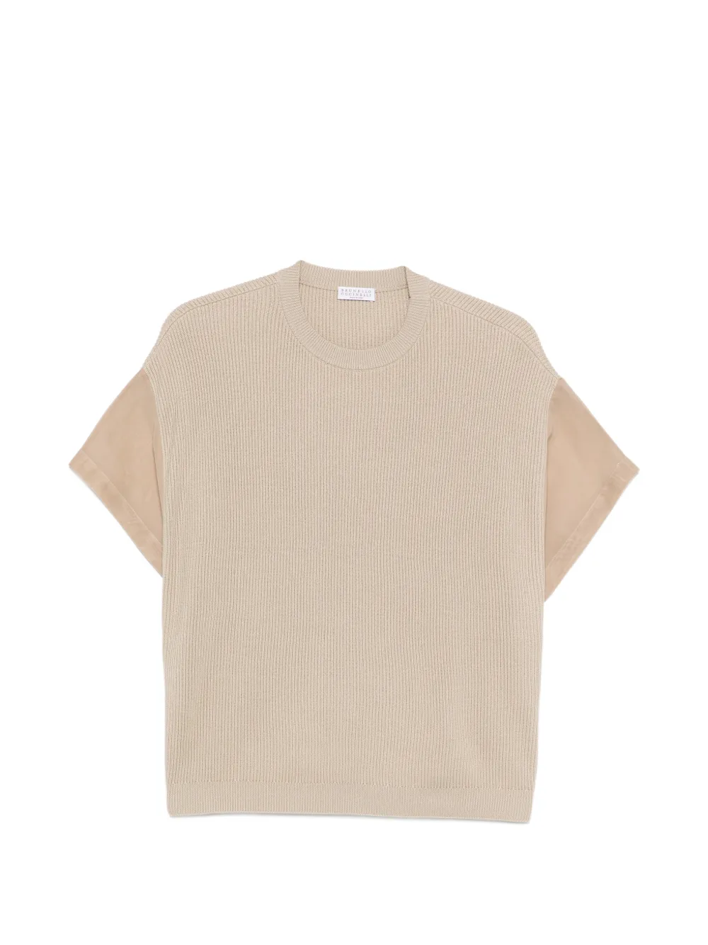 Brunello Cucinelli panelled ribbed T-shirt - Toni neutri