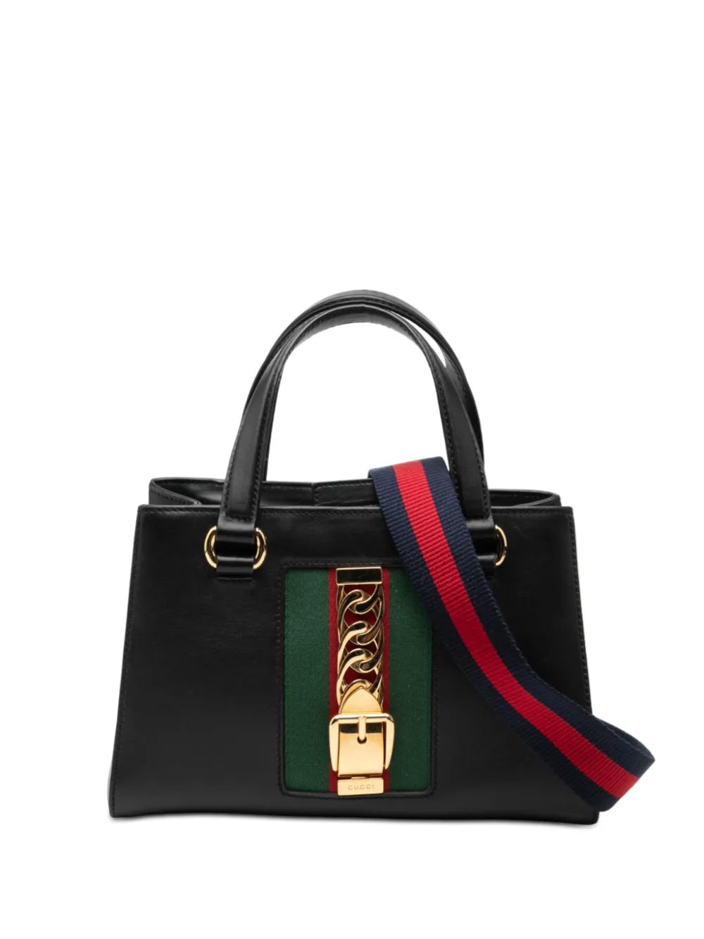 Gucci Pre-Owned 2016-2026 Leather Sylvie Web Top Handle satchel - Nero