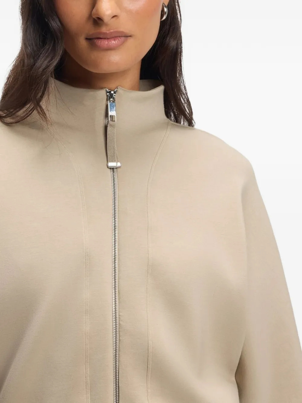 BOSS Ruimvallend bomberjack van stretch jersey Beige