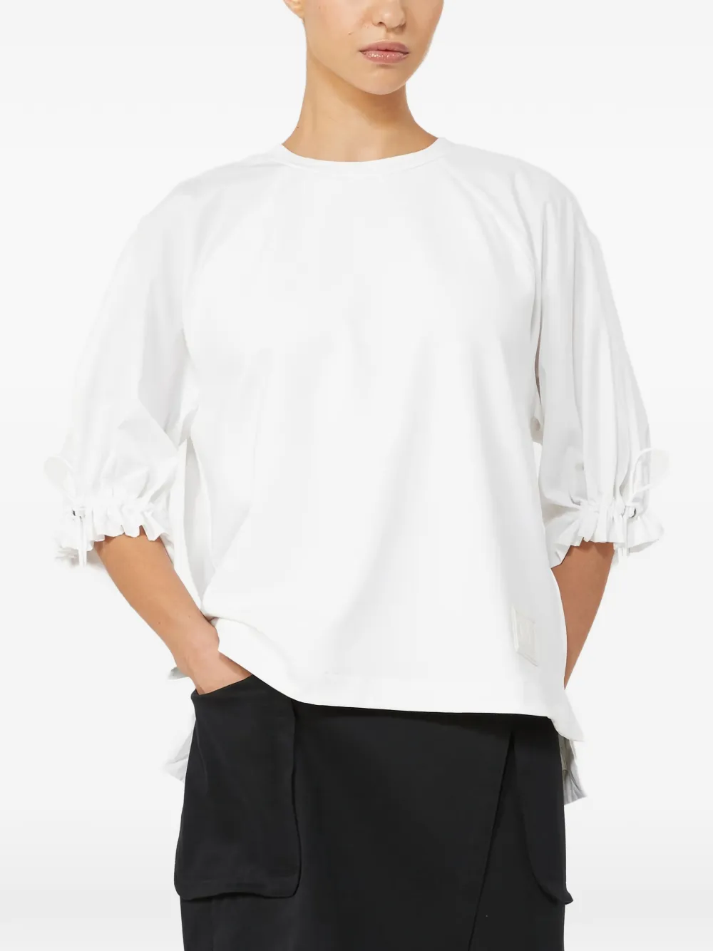 Max Mara ruffled-sleeve top - Weiß