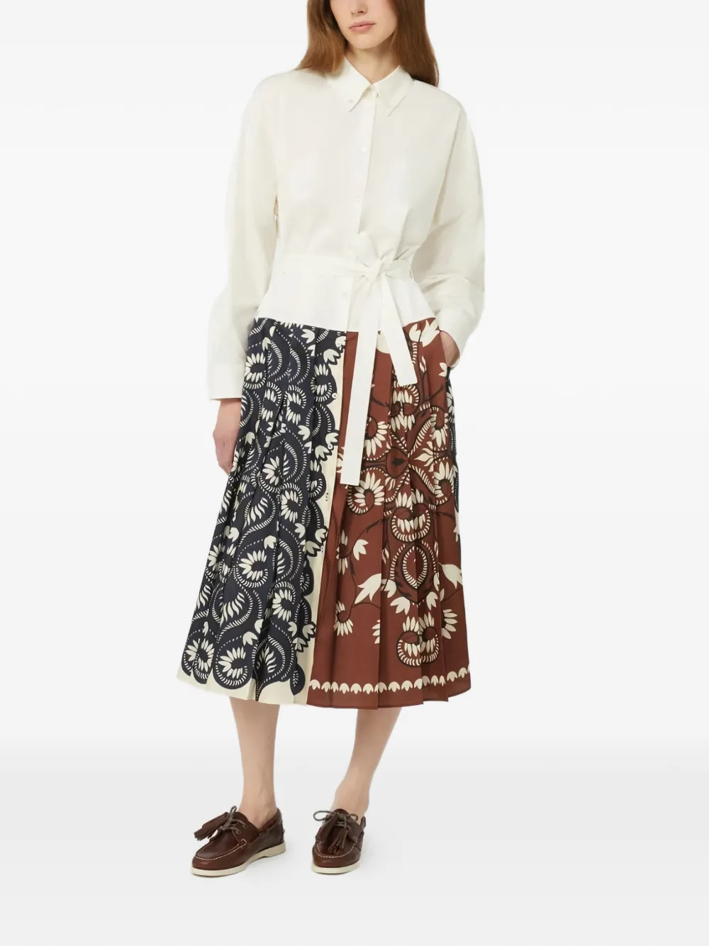 Floral-Print Belted Shirt Dress