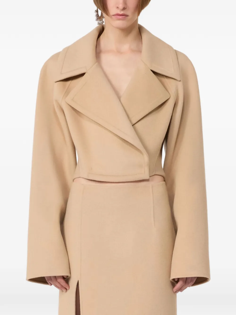 Oversized-Lapel Cropped Jacket