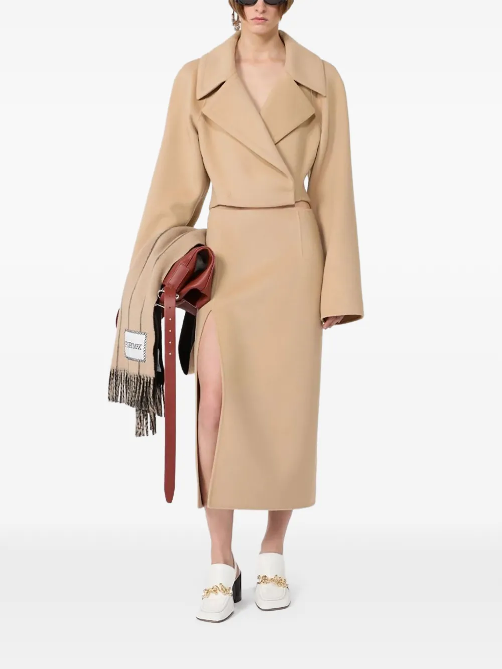 Oversized-Lapel Cropped Jacket