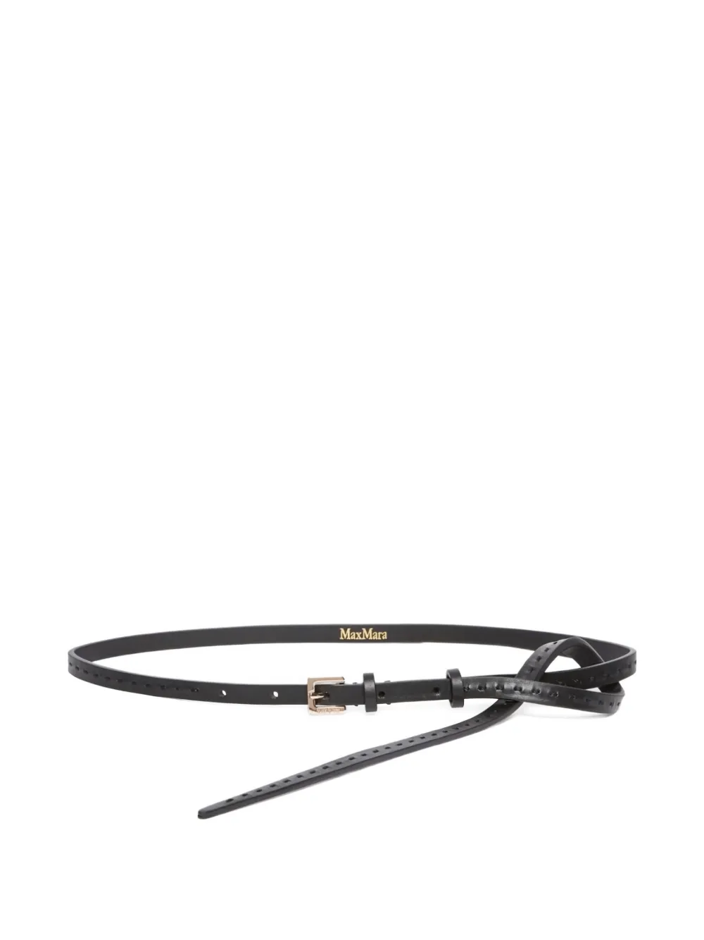 Max Mara buckle mini leather belt - Nero