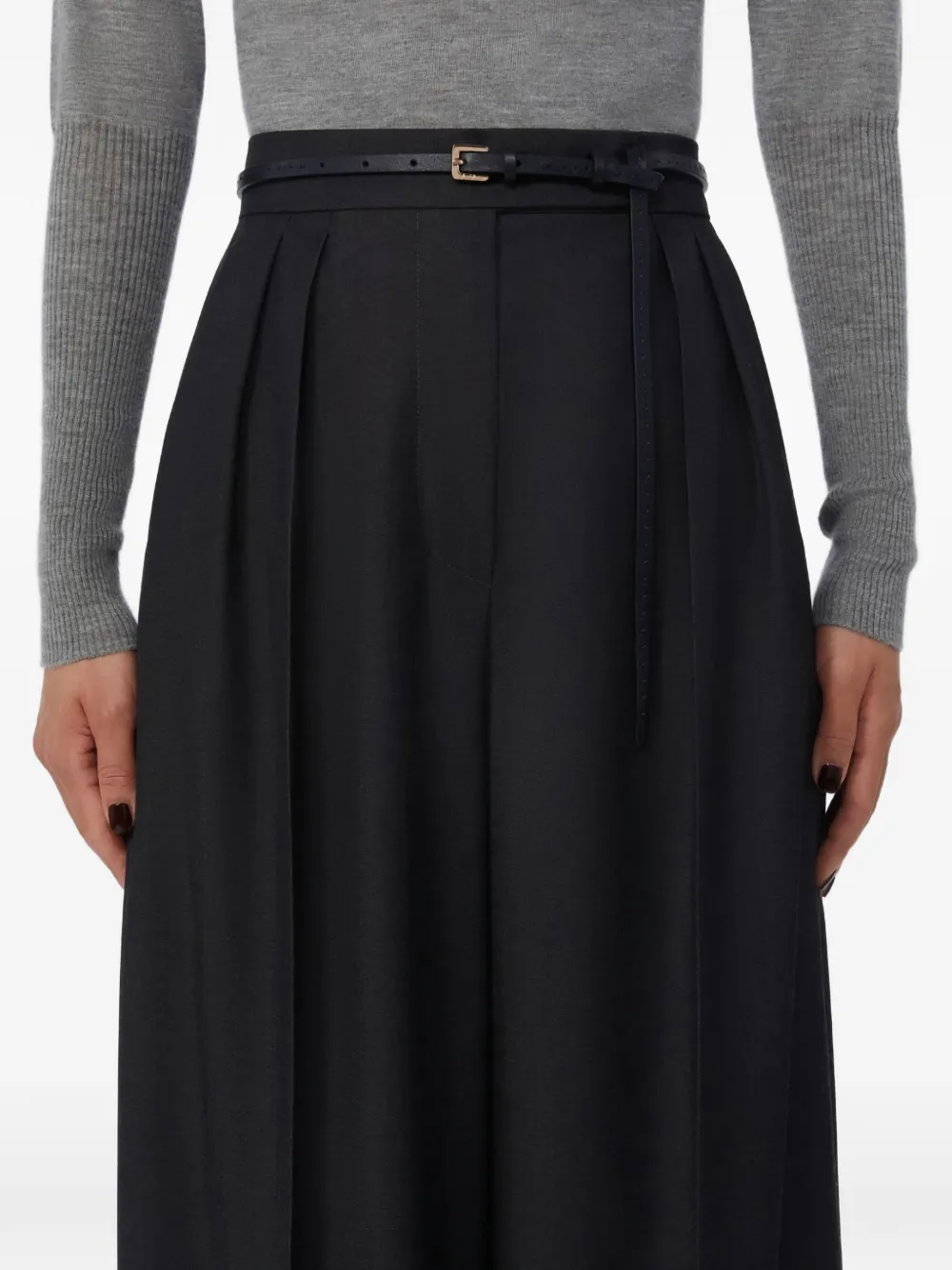  Max Mara Buckle Mini Leather Belt - Black 