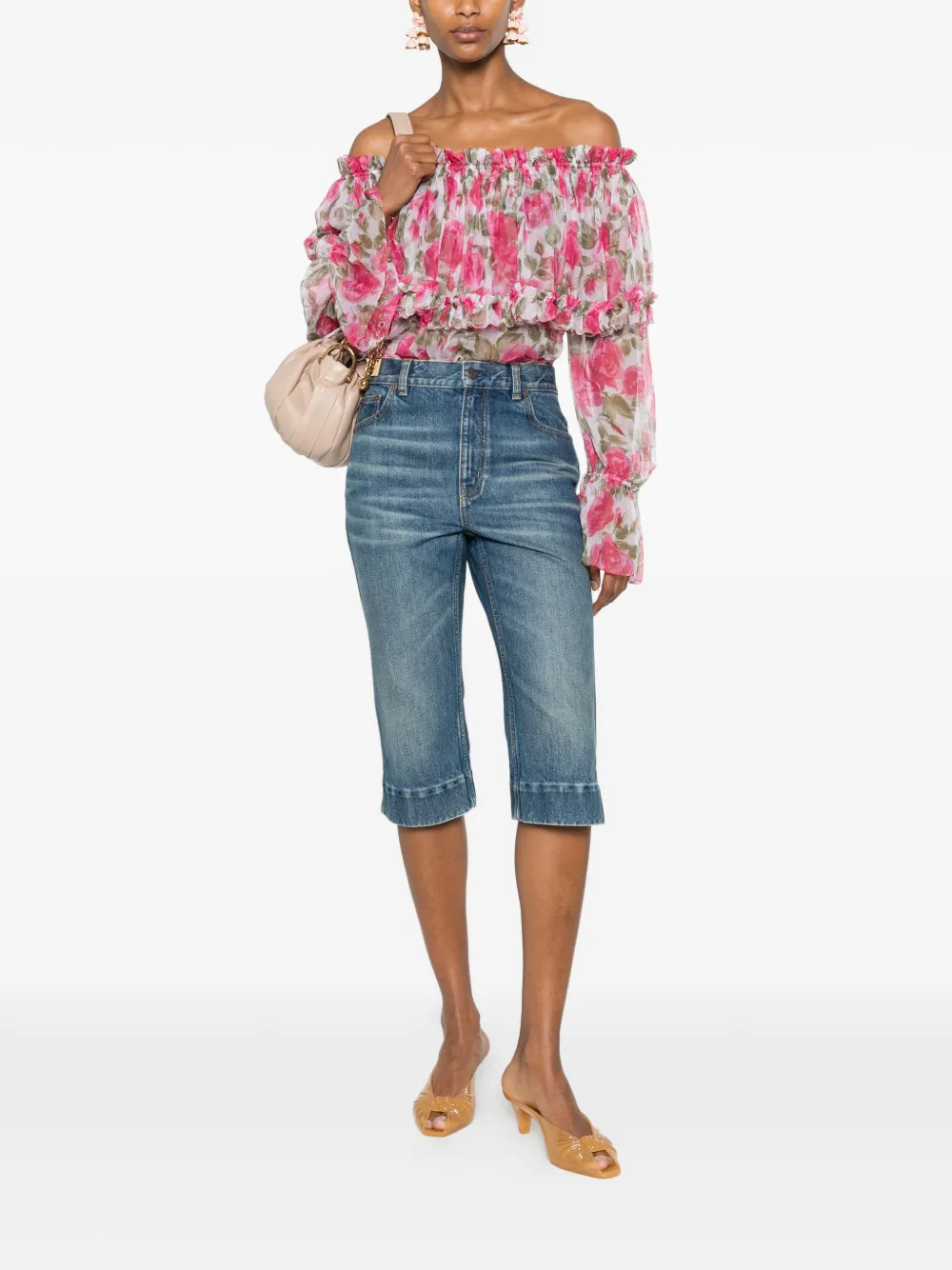  Chloé Vaqueros Capri De Talle Alto - Azul 