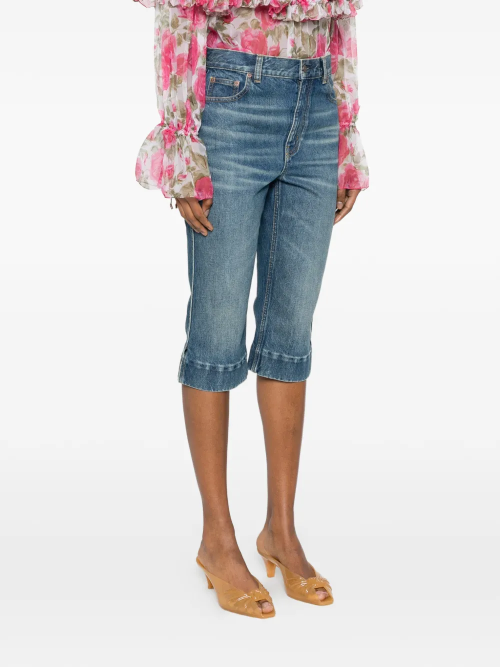  Chloé Vaqueros Capri De Talle Alto - Azul 