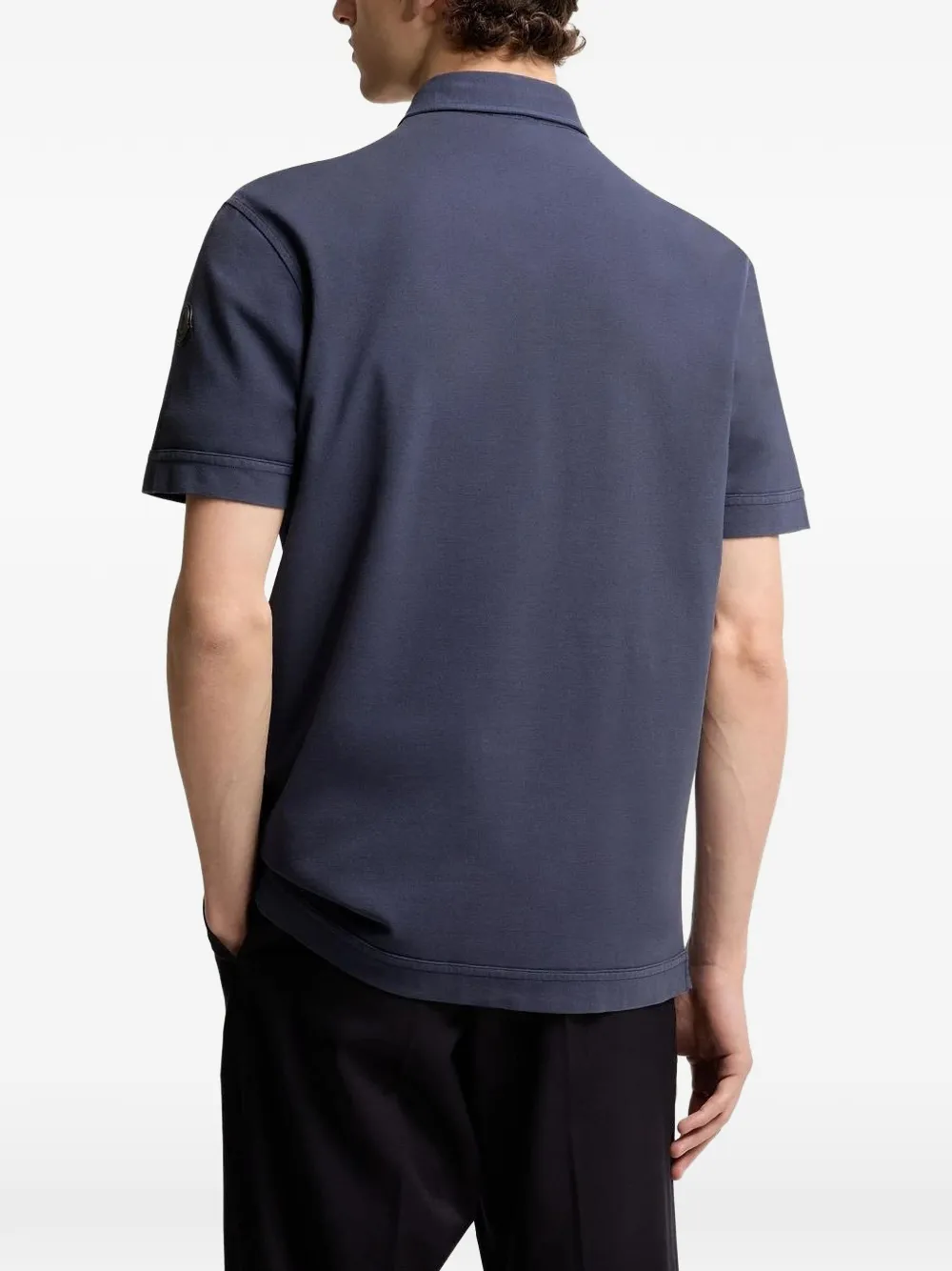 Moncler Leren poloshirt met logo Blauw
