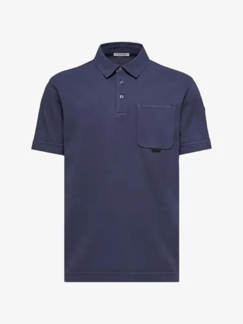 Moncler leather-logo cotton polo shirt