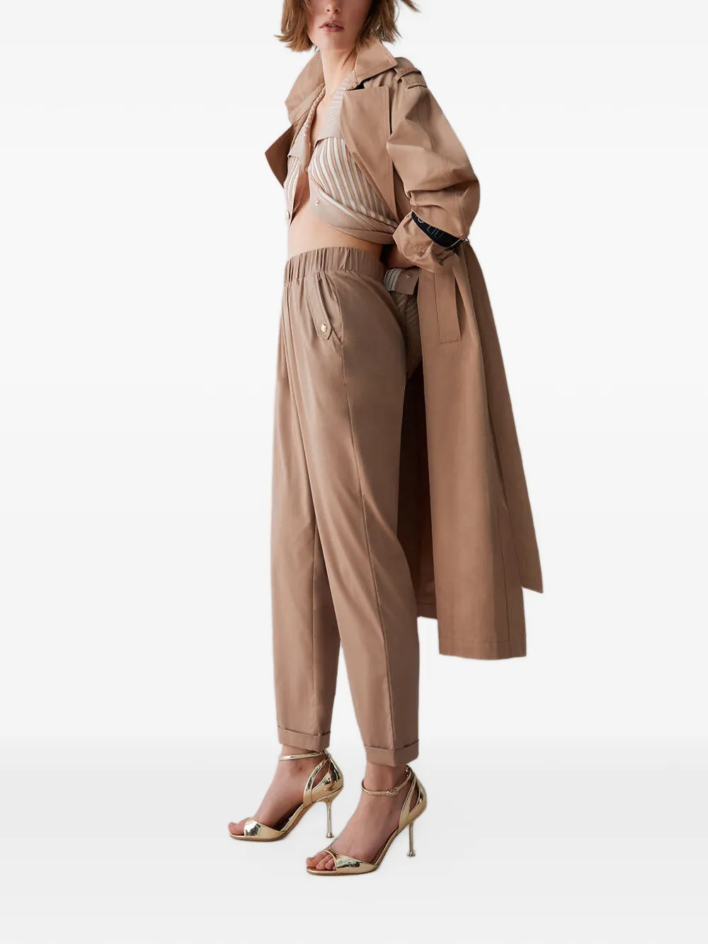 LIU JO Slim-fit broek met omgeslagen pijpen Beige