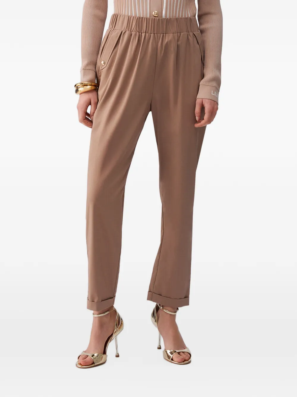 LIU JO Slim-fit broek met omgeslagen pijpen Beige