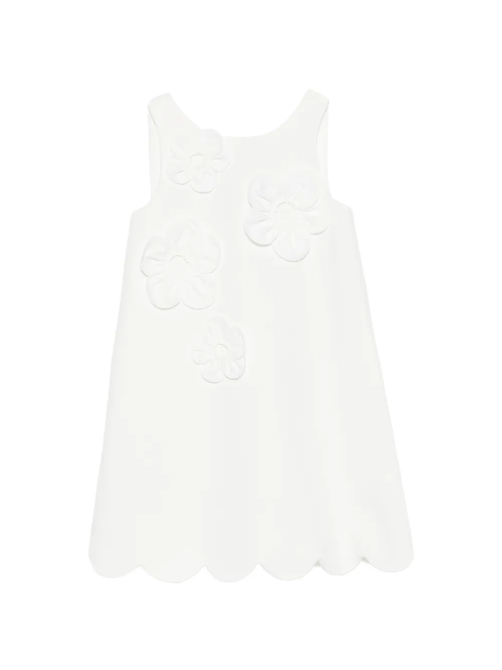 Abel & Lula flower appliqué scalloped dress - Bianco