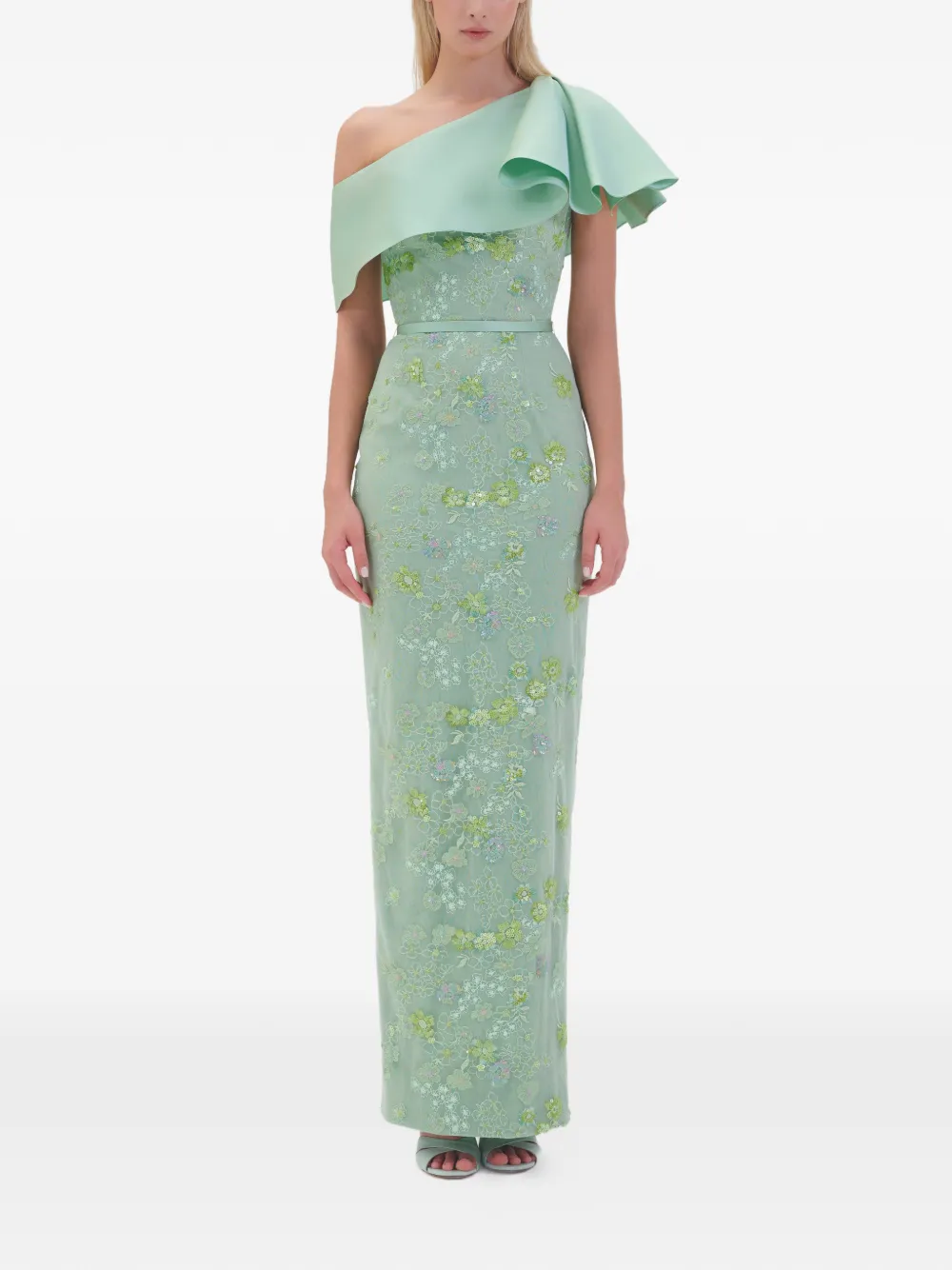  Rami Al Ali Floral Beaded Off-shoulder Maxi Dress - Green 
