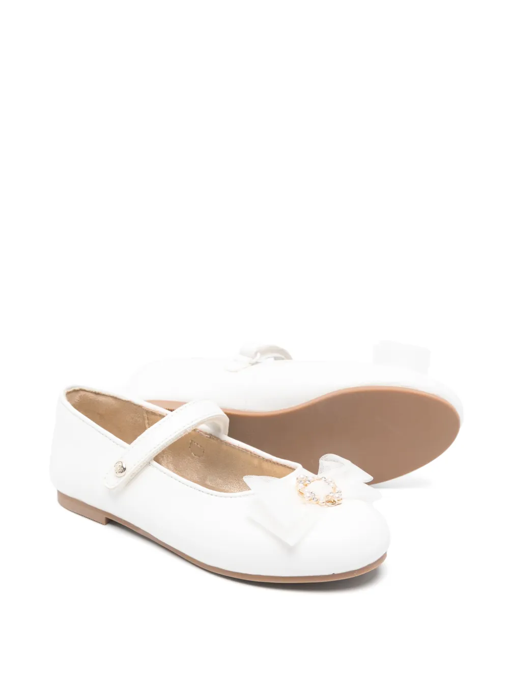  Abel & Lula Mercedita Bow-detail Ballerinas - White 