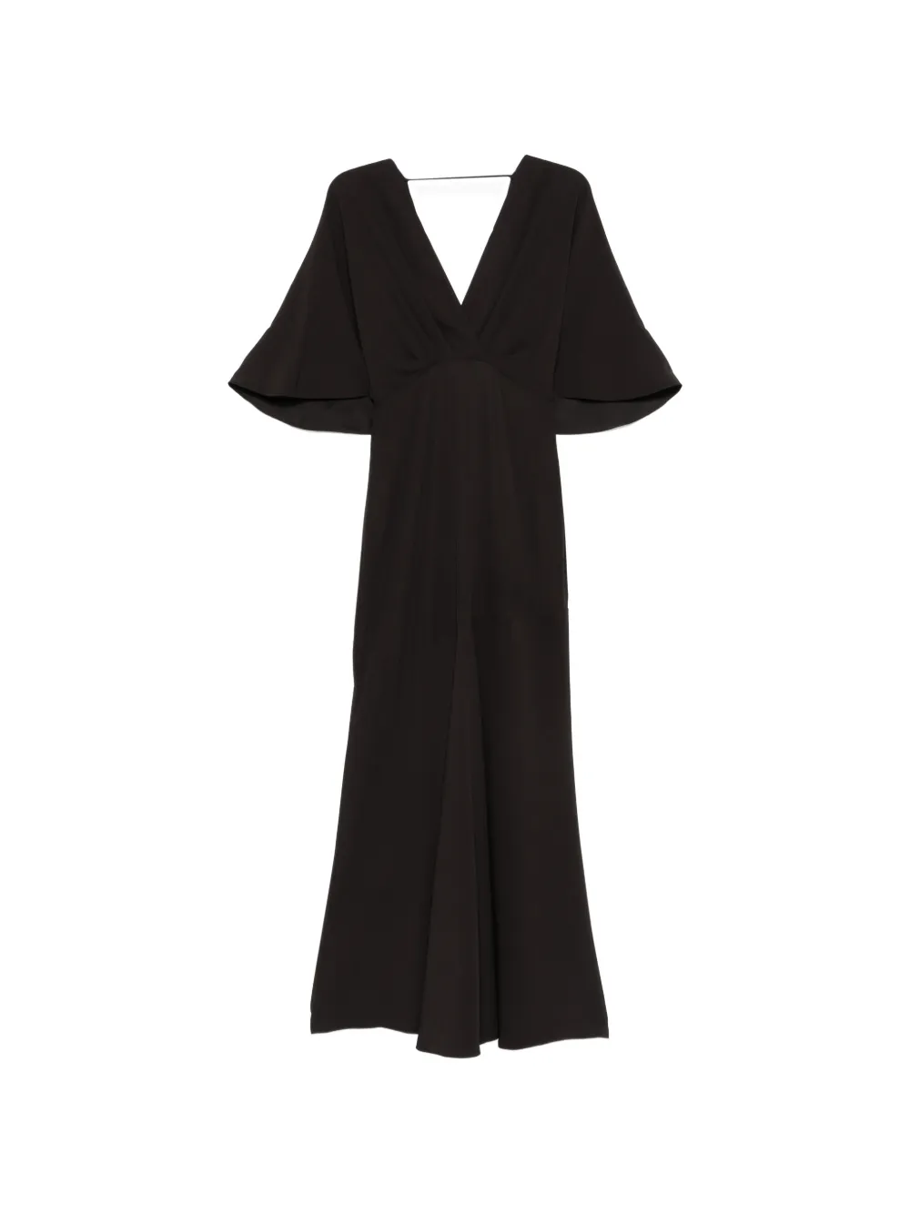 Agnona V-neck midi flared dress - Marrone