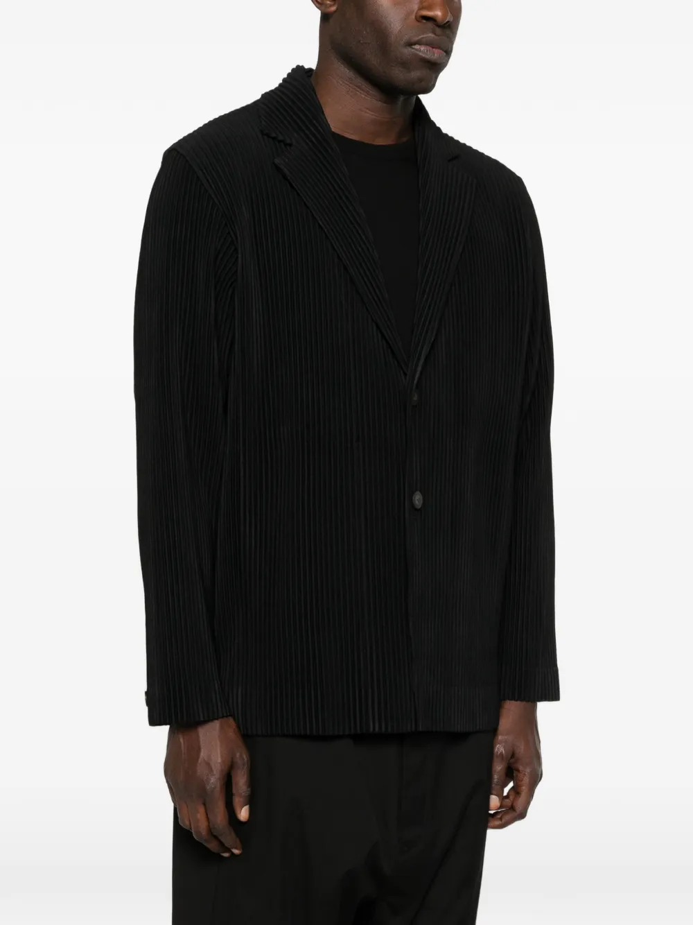 Homme Plissé Issey Miyake Geplooide blazer met knopen Zwart