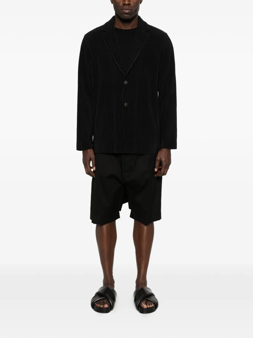 Homme Plissé Issey Miyake Geplooide blazer met knopen Zwart