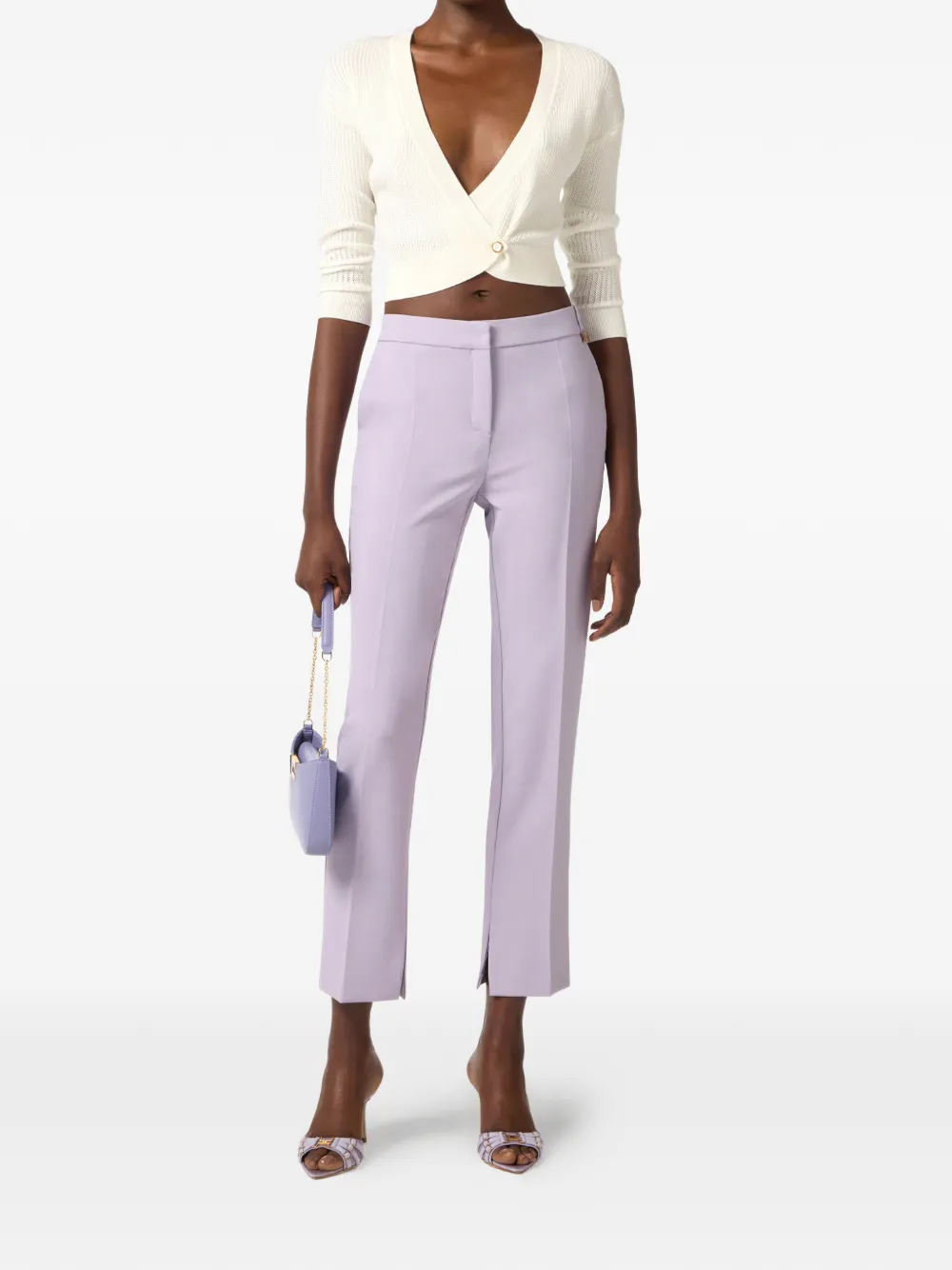 Elisabetta Franchi Cropped vest met V-hals Beige