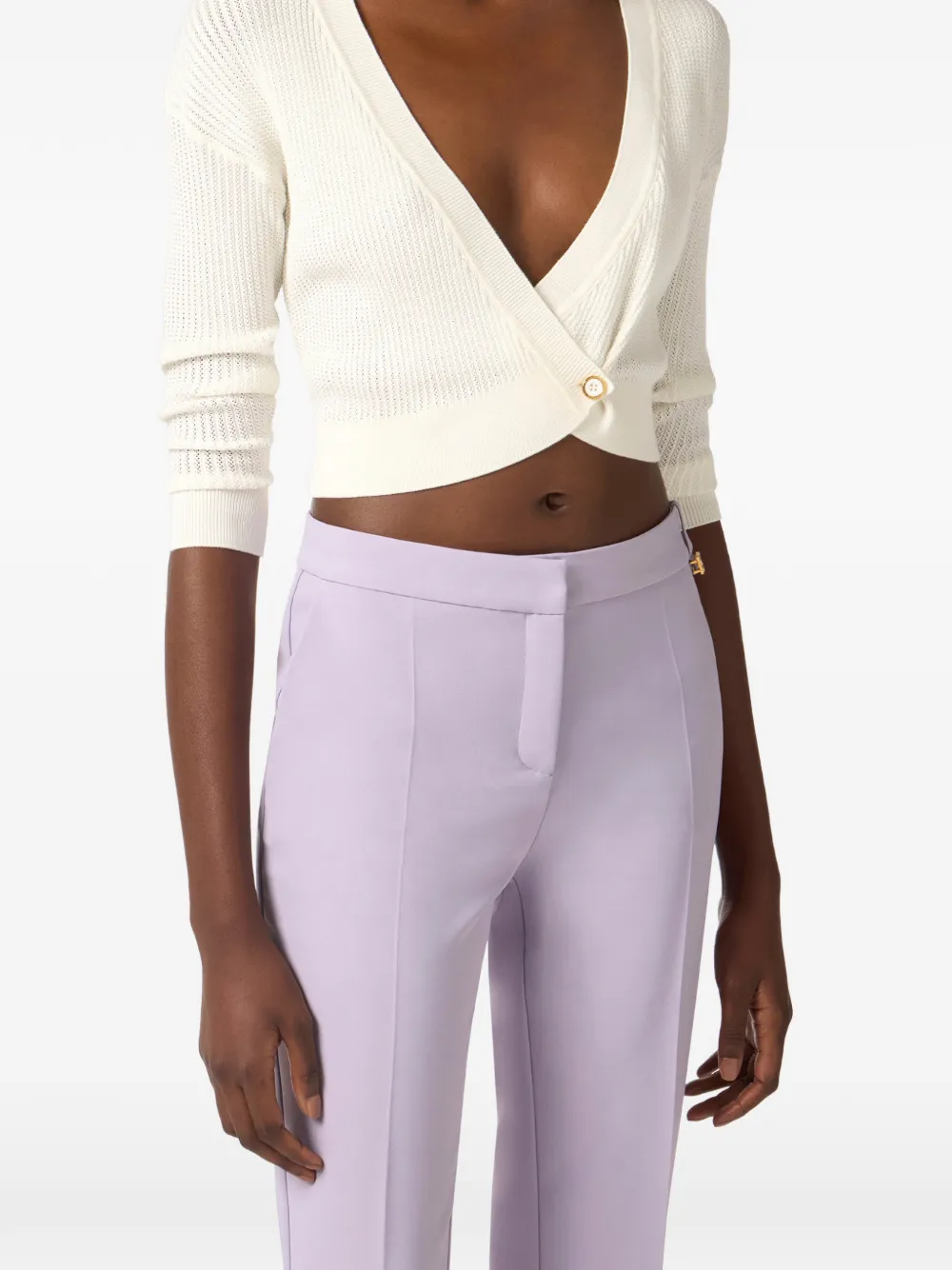 Elisabetta Franchi Cropped vest met V-hals Beige