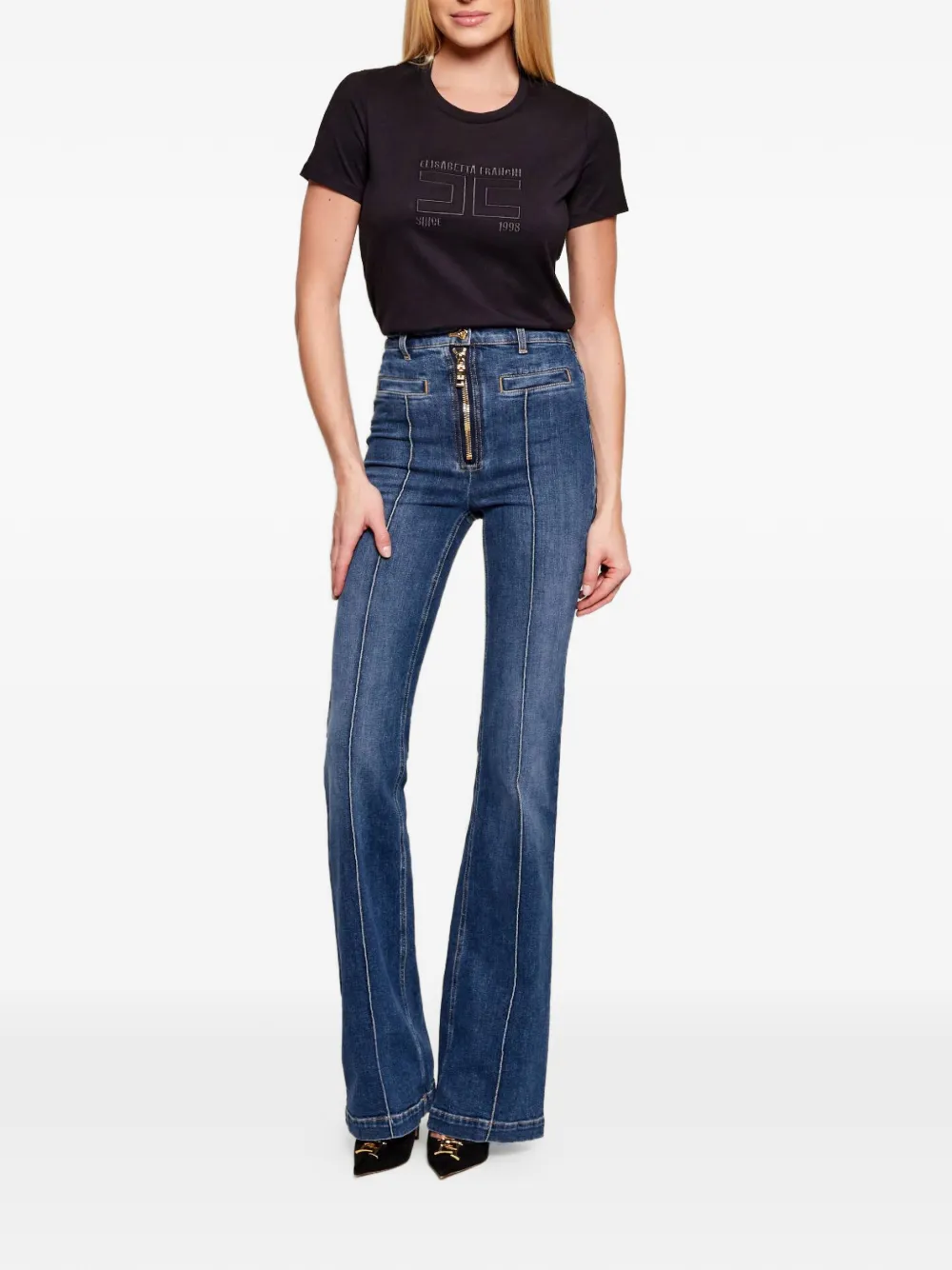 Elisabetta Franchi T-shirt met logo Zwart