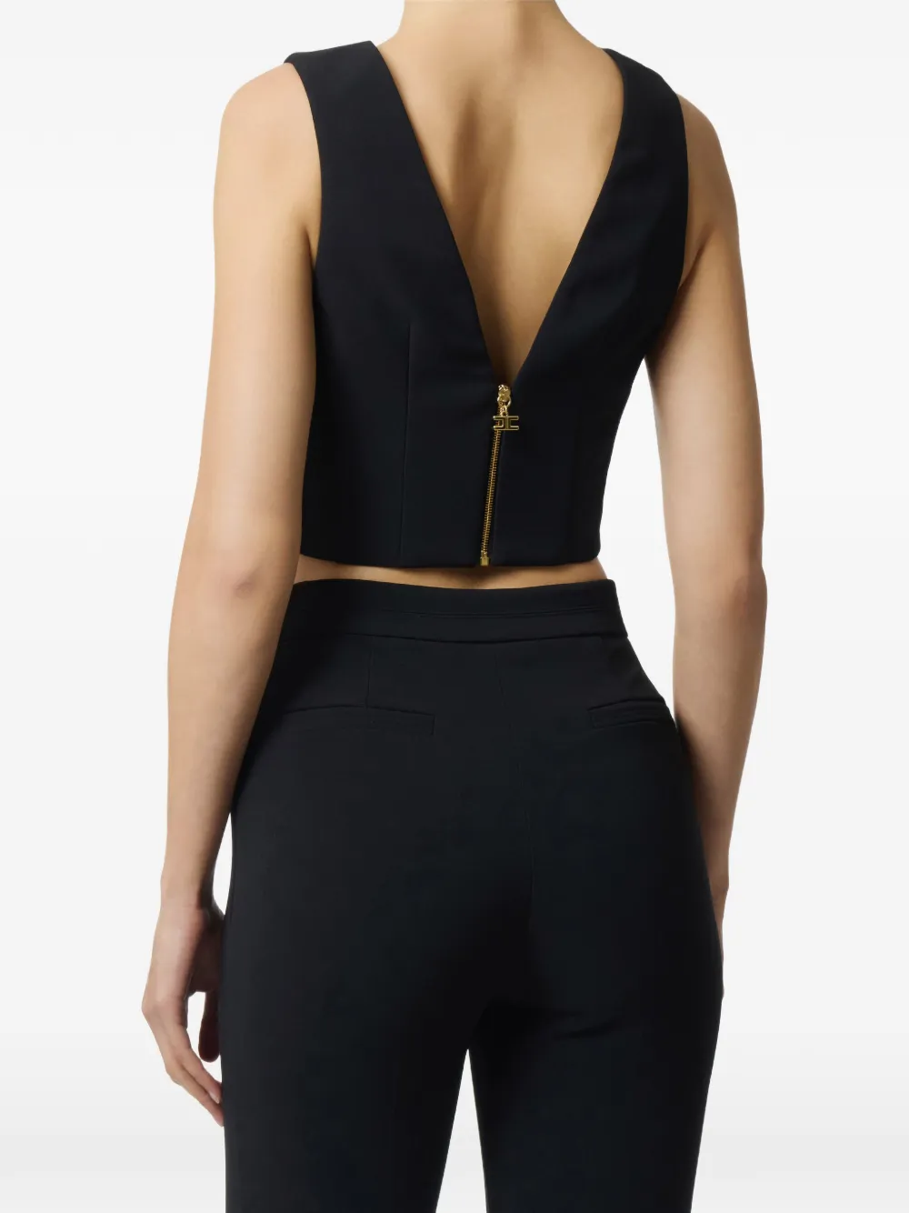 Elisabetta Franchi Tanktop met V-hals en sieraden Zwart