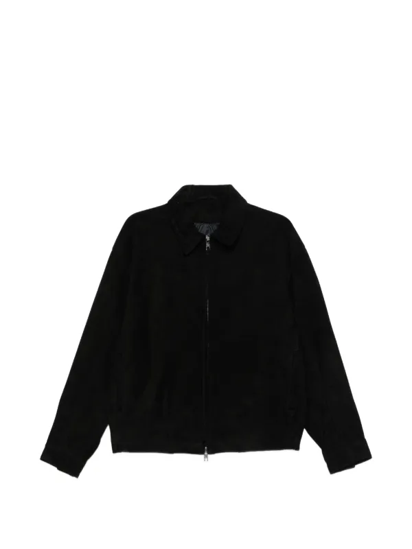 IO BRATO スエードジップジャケット Giorgio Brato ジップアップ スエードジャケット | ブラック | FARFETCH JP