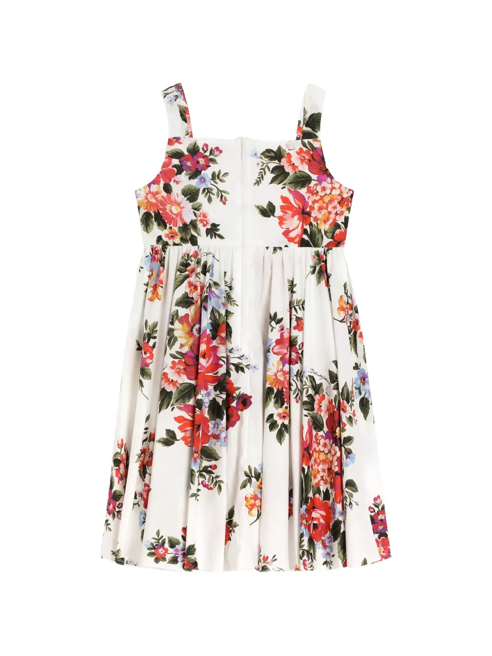 Dolce & Gabbana Kids floral-print sleeveless dress - Weiß