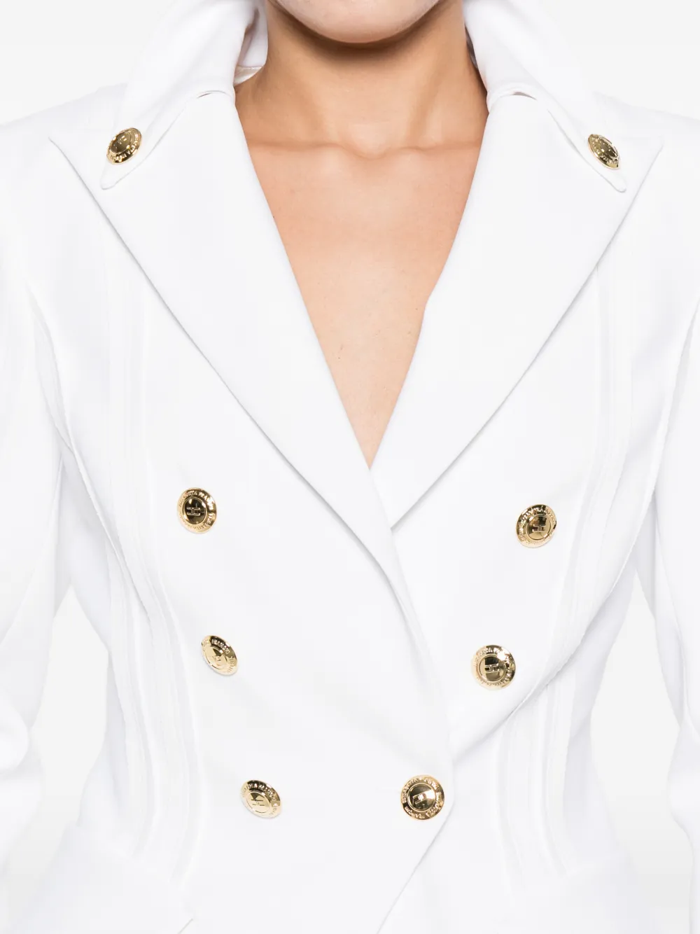 Elisabetta Franchi Jack van gelaagde stretch crêpe stof met gerafelde afwerking Wit