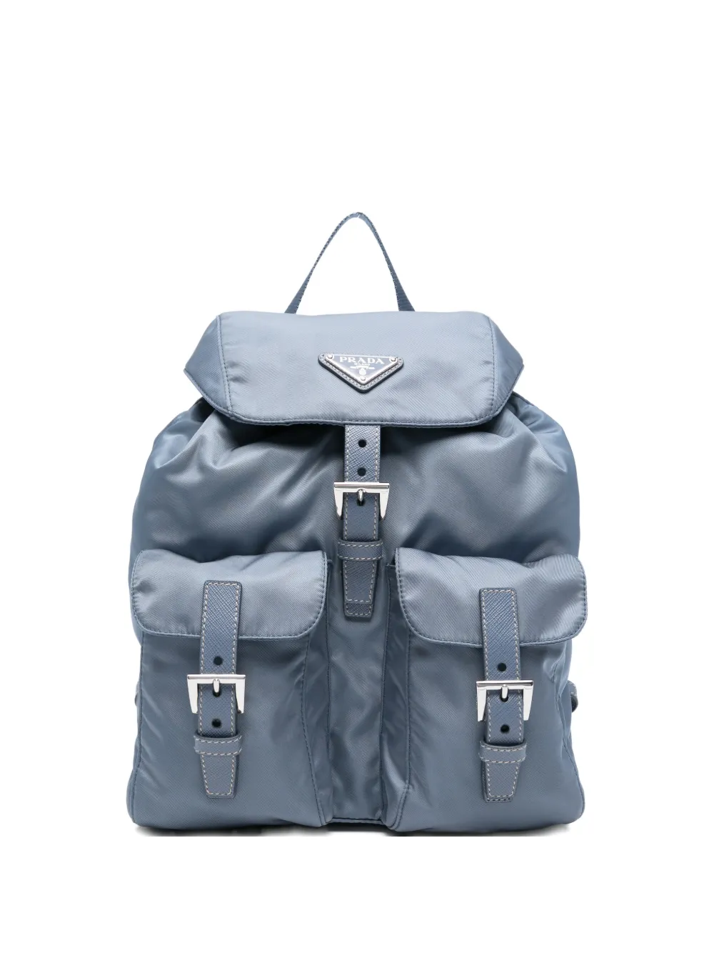 Prada Zaino con placca logo - Blu